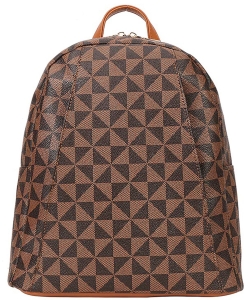 Curved Monogram Zipper Backpack 007-1008 BROWN